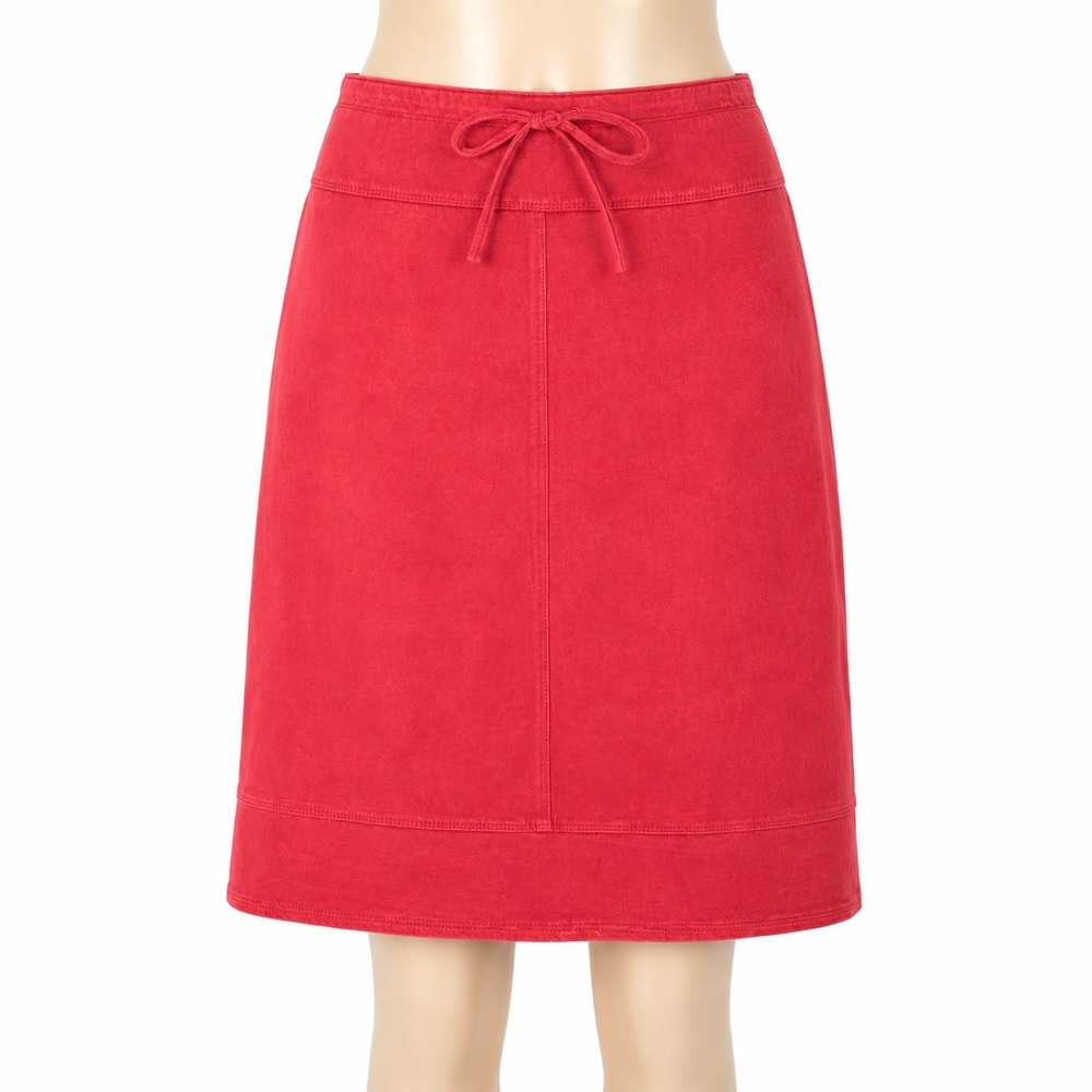 Newport News Suede Leather Midi Skirt Red Boho Luxe Womens Large Western Vintage